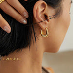 AVA Oval chunk hoop earrings - ZEN&CO Studio