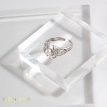 AYLA Moon shaped open ring with dainty pearl - ZEN&CO Studio