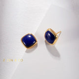 AZUL Blue Lapis Lazuli stone stud earrings - ZEN&CO Studio