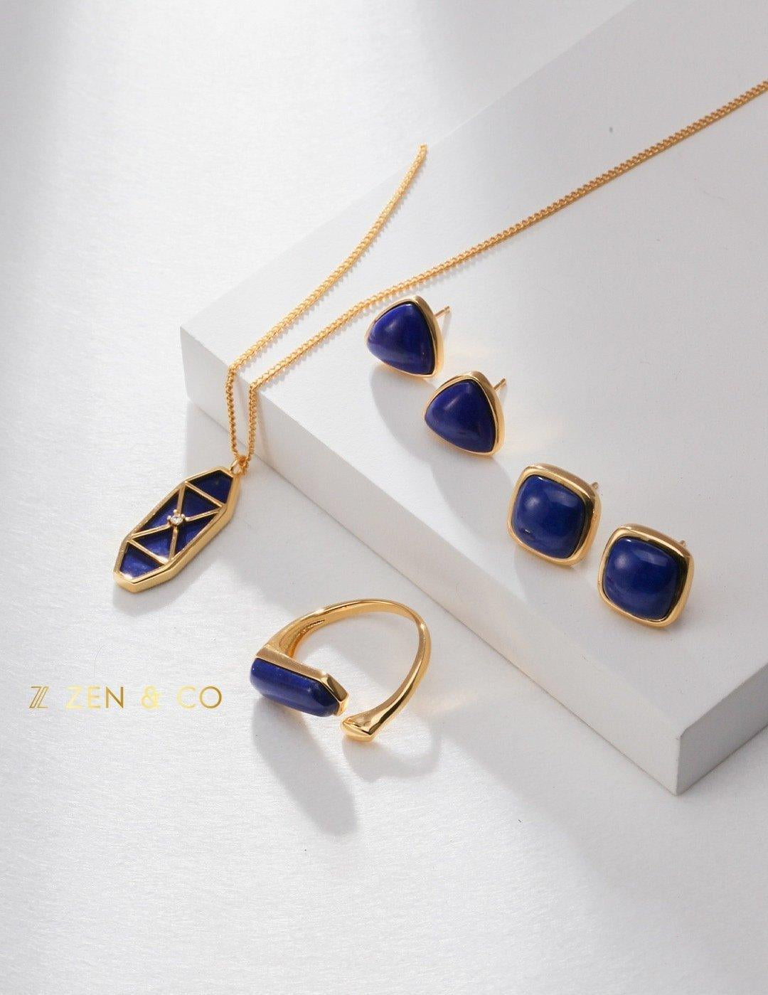 AZUL Blue Lapis Lazuli stone stud earrings - ZEN&CO Studio