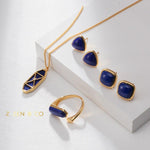 AZUL Blue Lapis Lazuli stone stud earrings - ZEN&CO Studio