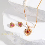 BARBARA Barbie inspired jewelry set Heart stud earrings Heart pendant necklace - ZEN&CO Studio