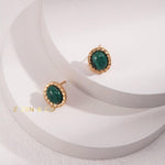 BELA Malachite oval stud earrings and pendant necklace - ZEN&CO Studio