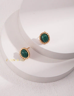 BELA Malachite oval stud earrings and pendant necklace - ZEN&CO Studio