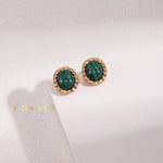 BELA Malachite oval stud earrings and pendant necklace - ZEN&CO Studio