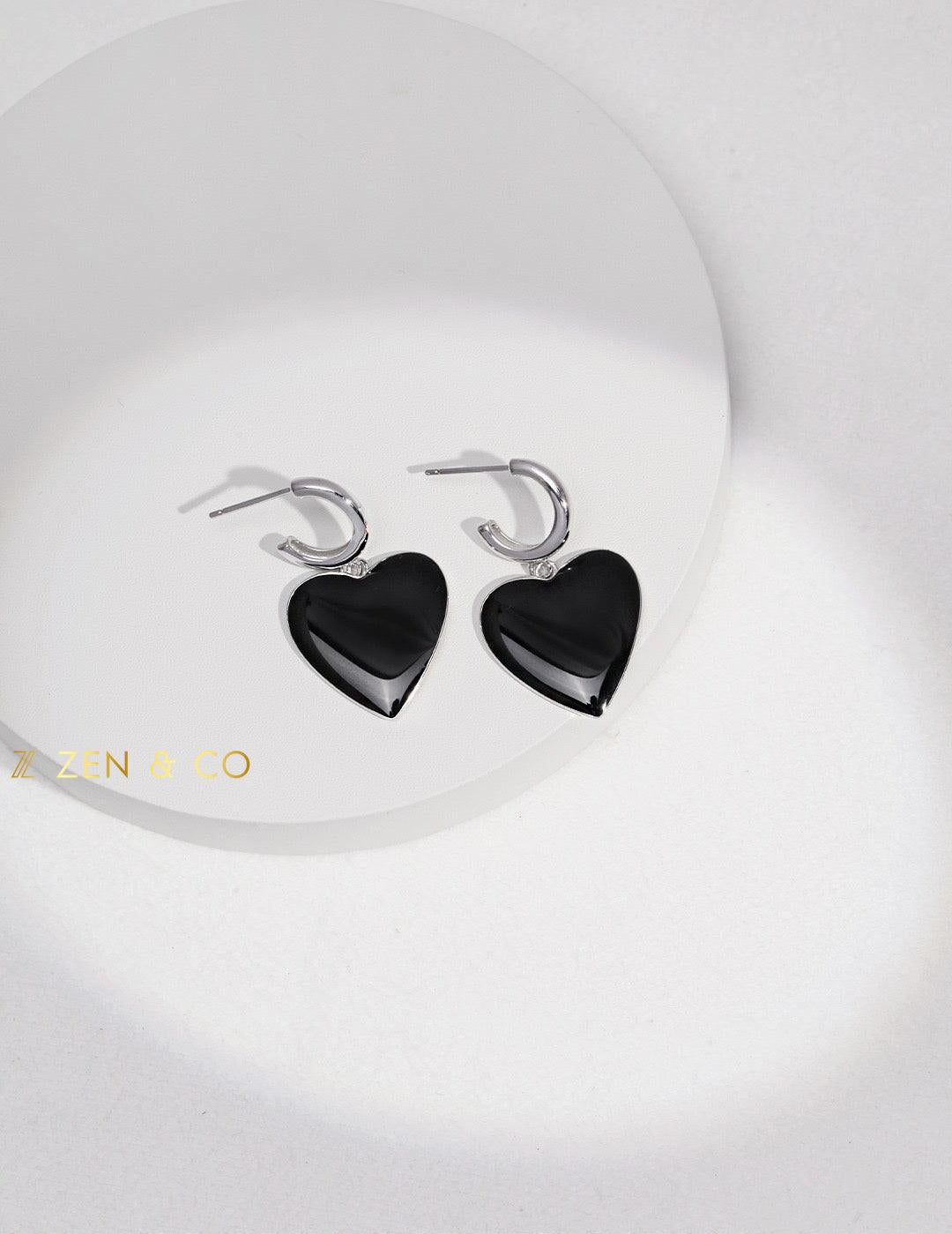 BLACKIE Barbie inspired black enamel heart earrings - ZEN&CO Studio