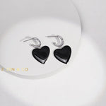 BLACKIE Barbie inspired black enamel heart earrings - ZEN&CO Studio