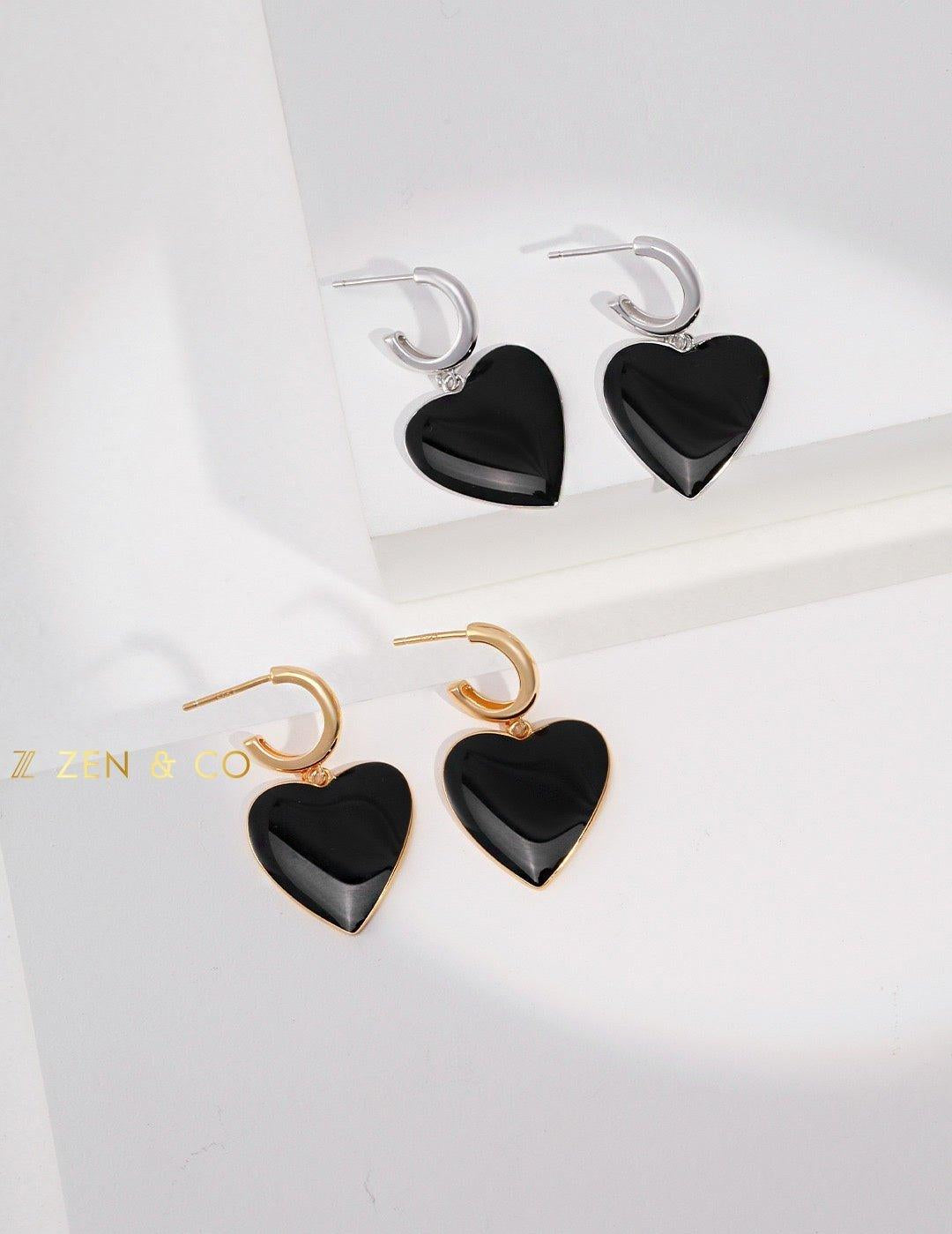 BLACKIE Barbie inspired black enamel heart earrings - ZEN&CO Studio