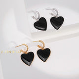 BLACKIE Barbie inspired black enamel heart earrings - ZEN&CO Studio