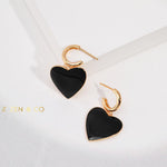 BLACKIE Barbie inspired black enamel heart earrings - ZEN&CO Studio