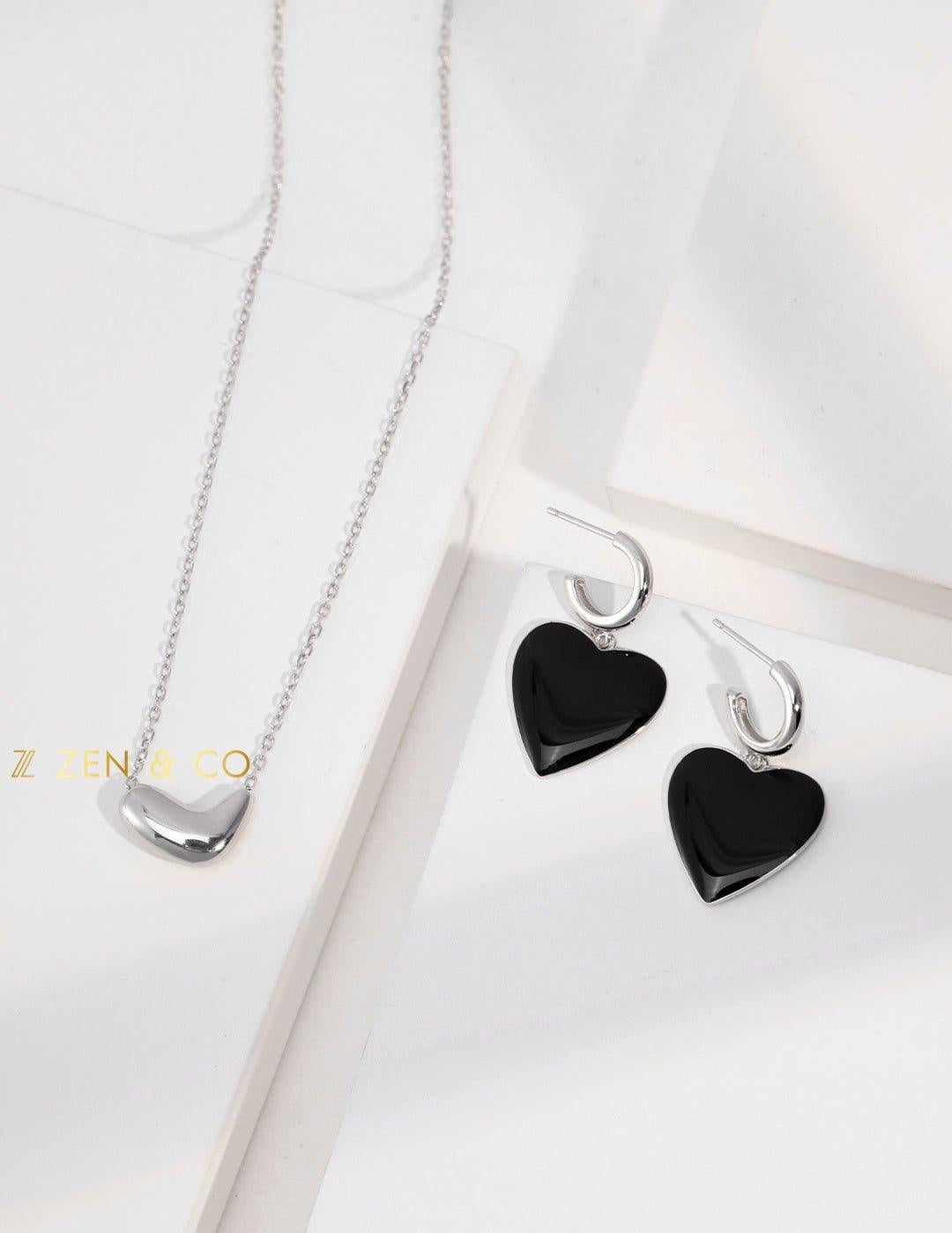 BLACKIE Barbie inspired black enamel heart earrings - ZEN&CO Studio