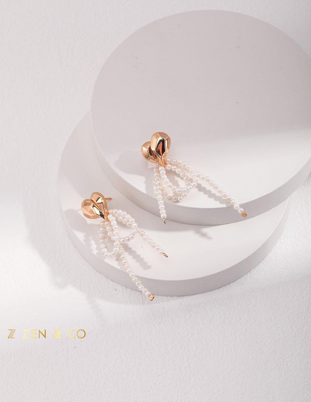 BRITNEY Barbie inspired heart shaped with dainty shell beads earrings - ZEN&CO Studio