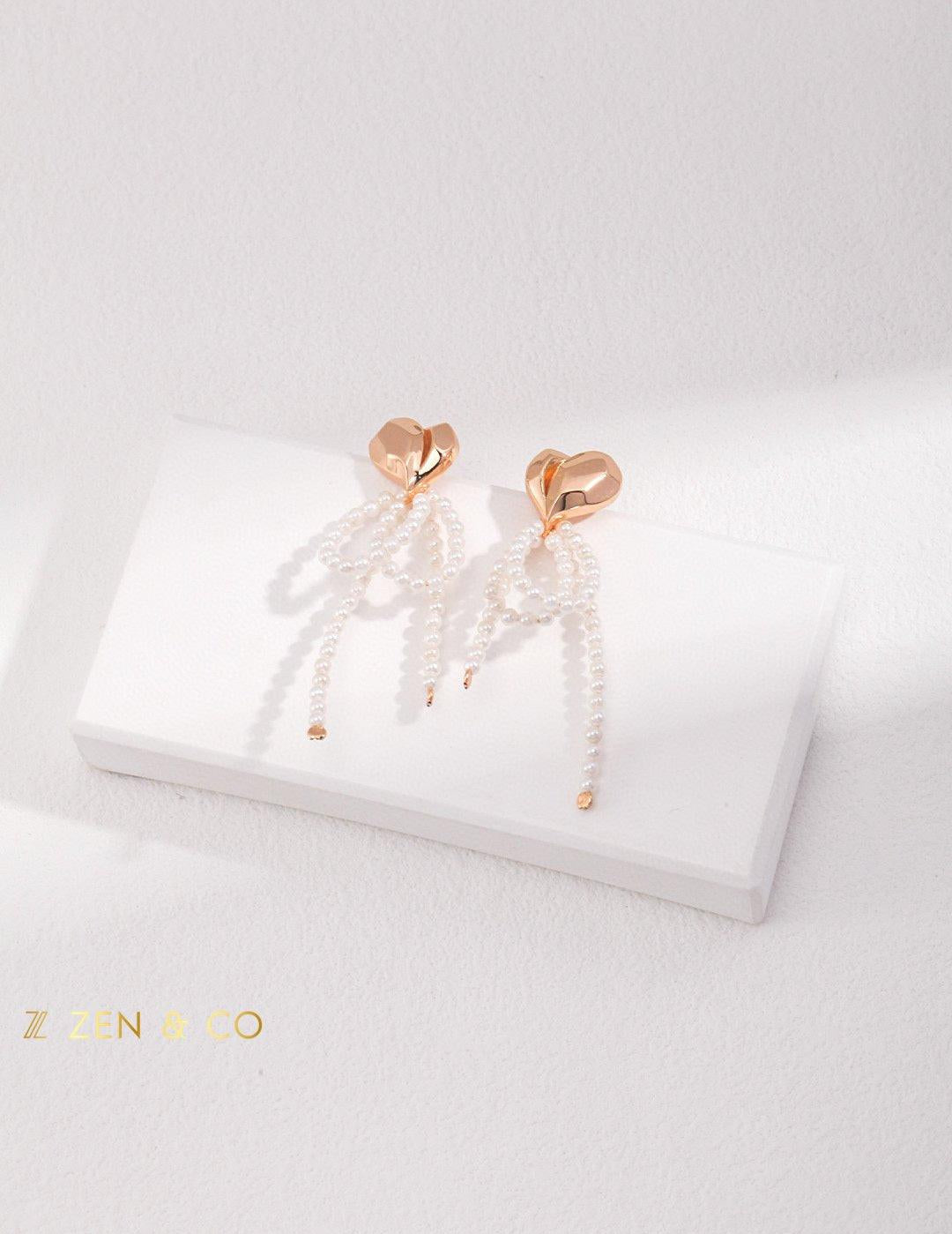 BRITNEY Barbie inspired heart shaped with dainty shell beads earrings - ZEN&CO Studio