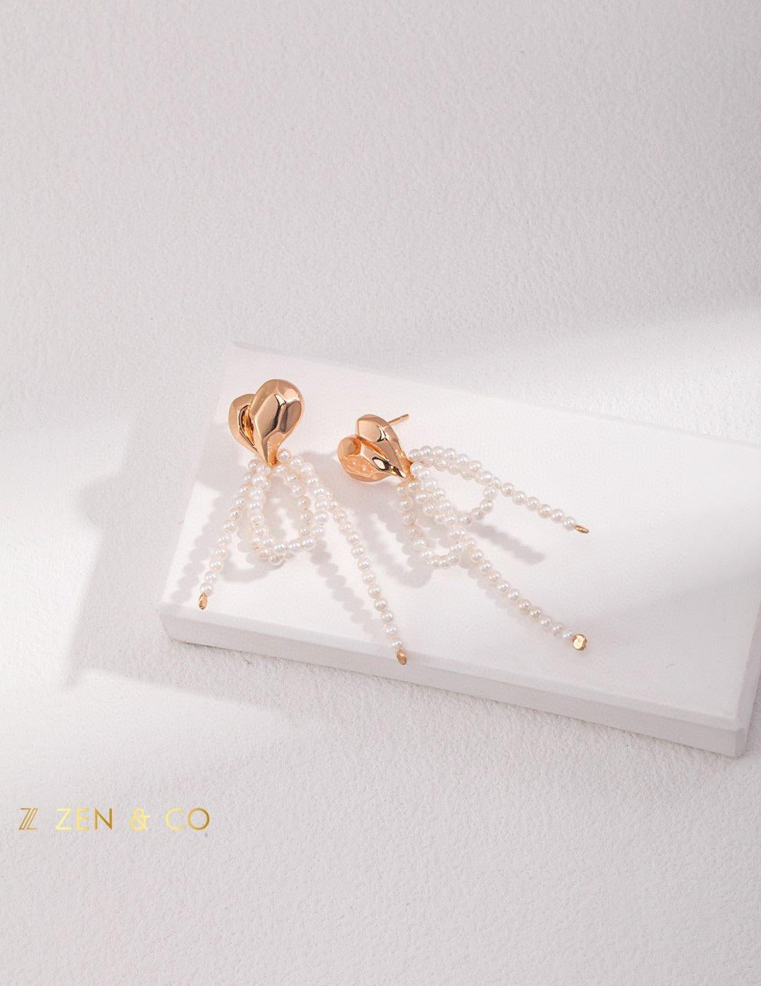 BRITNEY Barbie inspired heart shaped with dainty shell beads earrings - ZEN&CO Studio