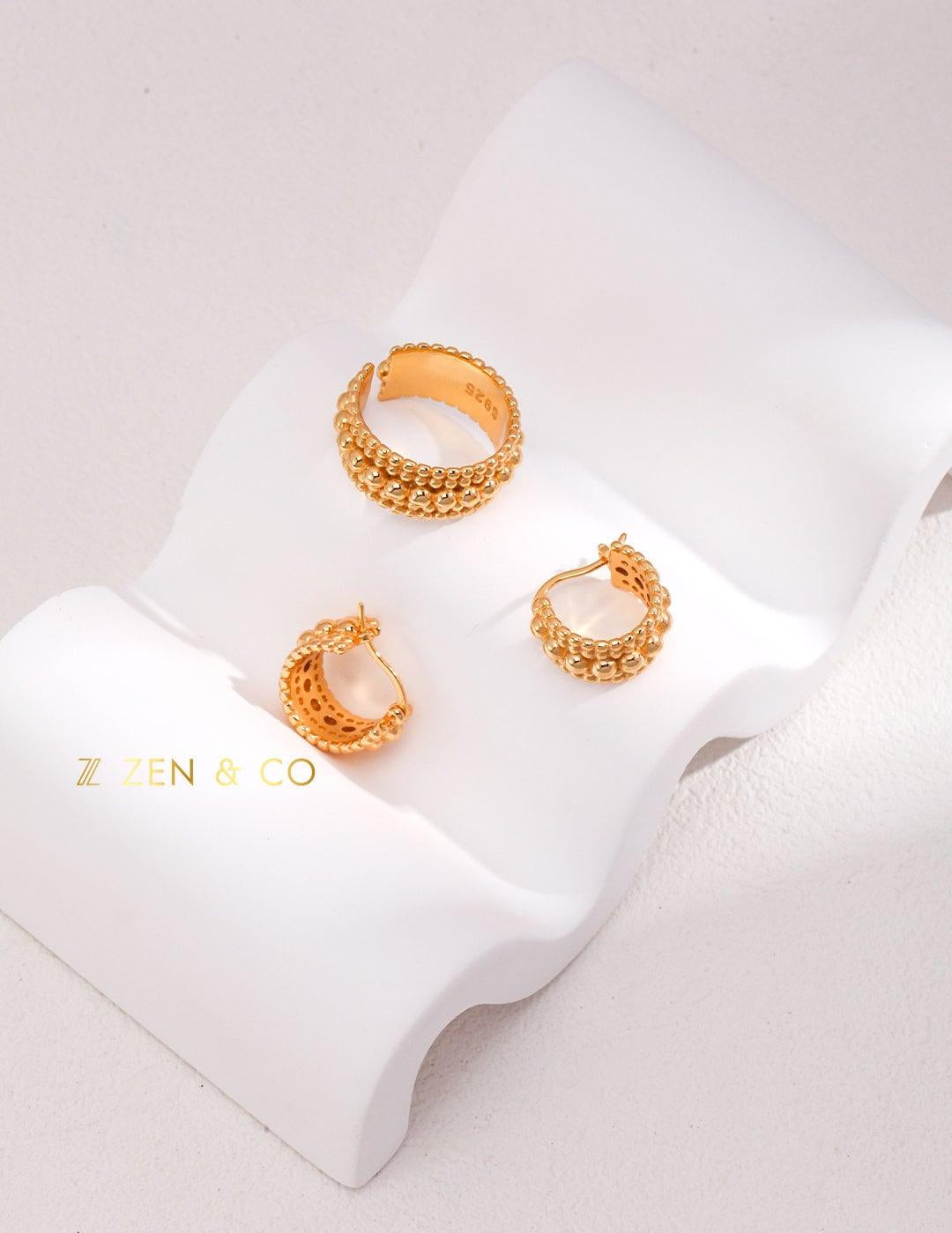 CAMILLE French empress style hoop earrings chunk ring - ZEN&CO Studio