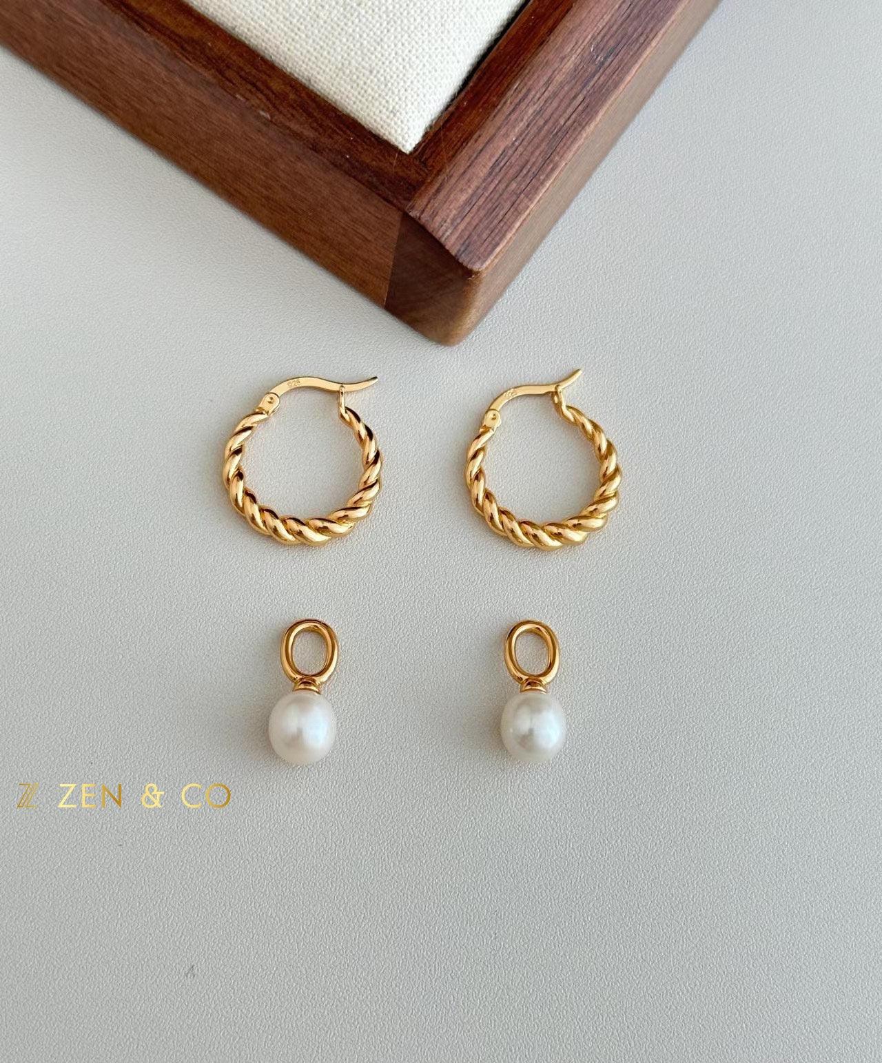 CARINA Dainty hoop pearl earrings - ZEN&CO Studio