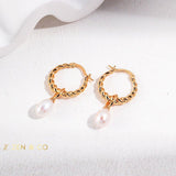 CARINA Dainty hoop pearl earrings - ZEN&CO Studio