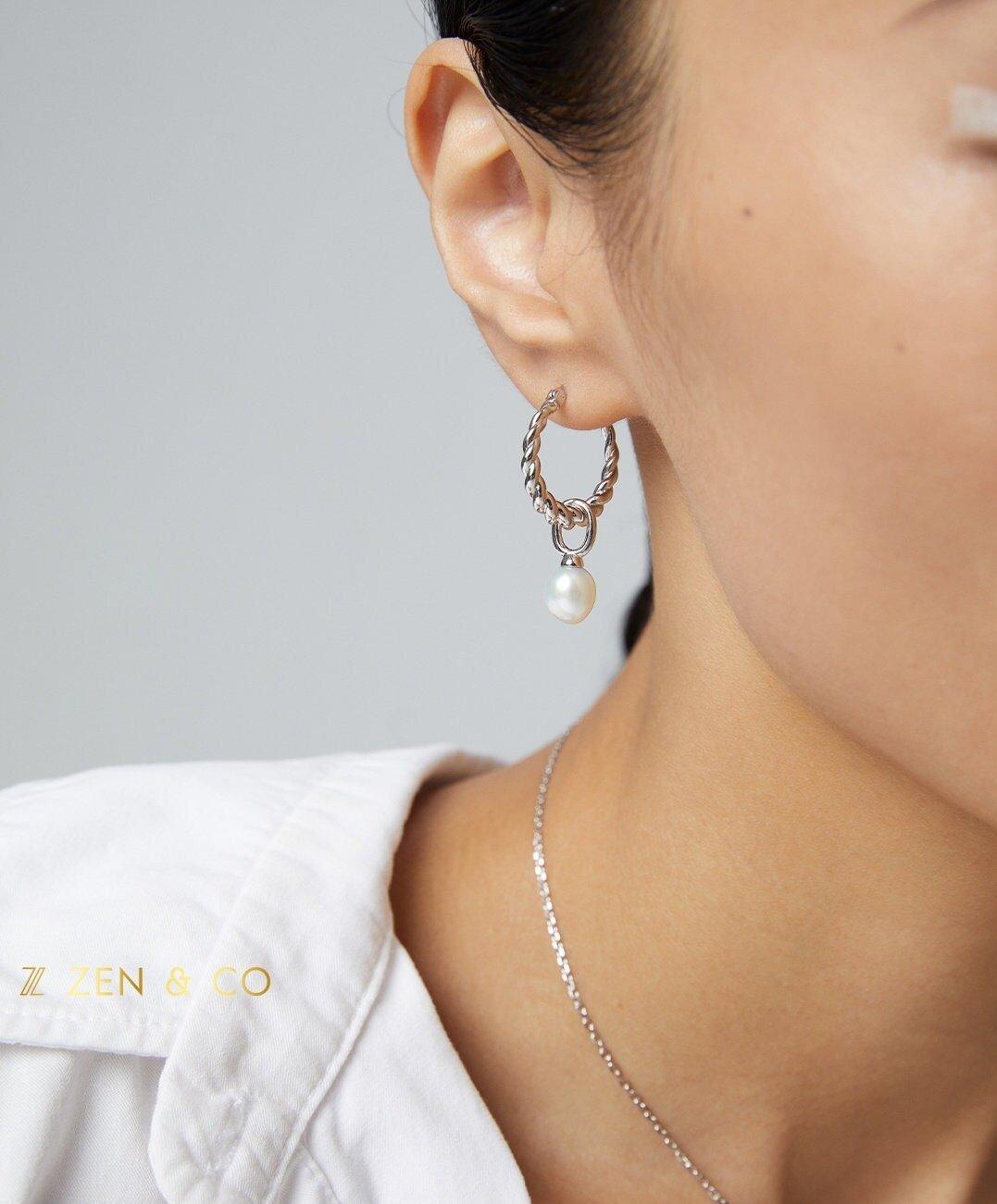 CARINA Dainty hoop pearl earrings - ZEN&CO Studio