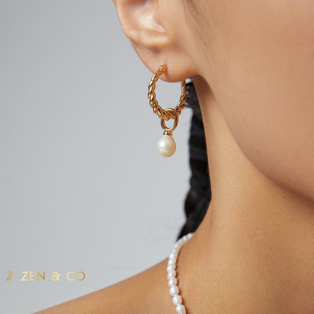 CARINA Dainty hoop pearl earrings - ZEN&CO Studio