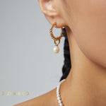 CARINA Dainty hoop pearl earrings - ZEN&CO Studio