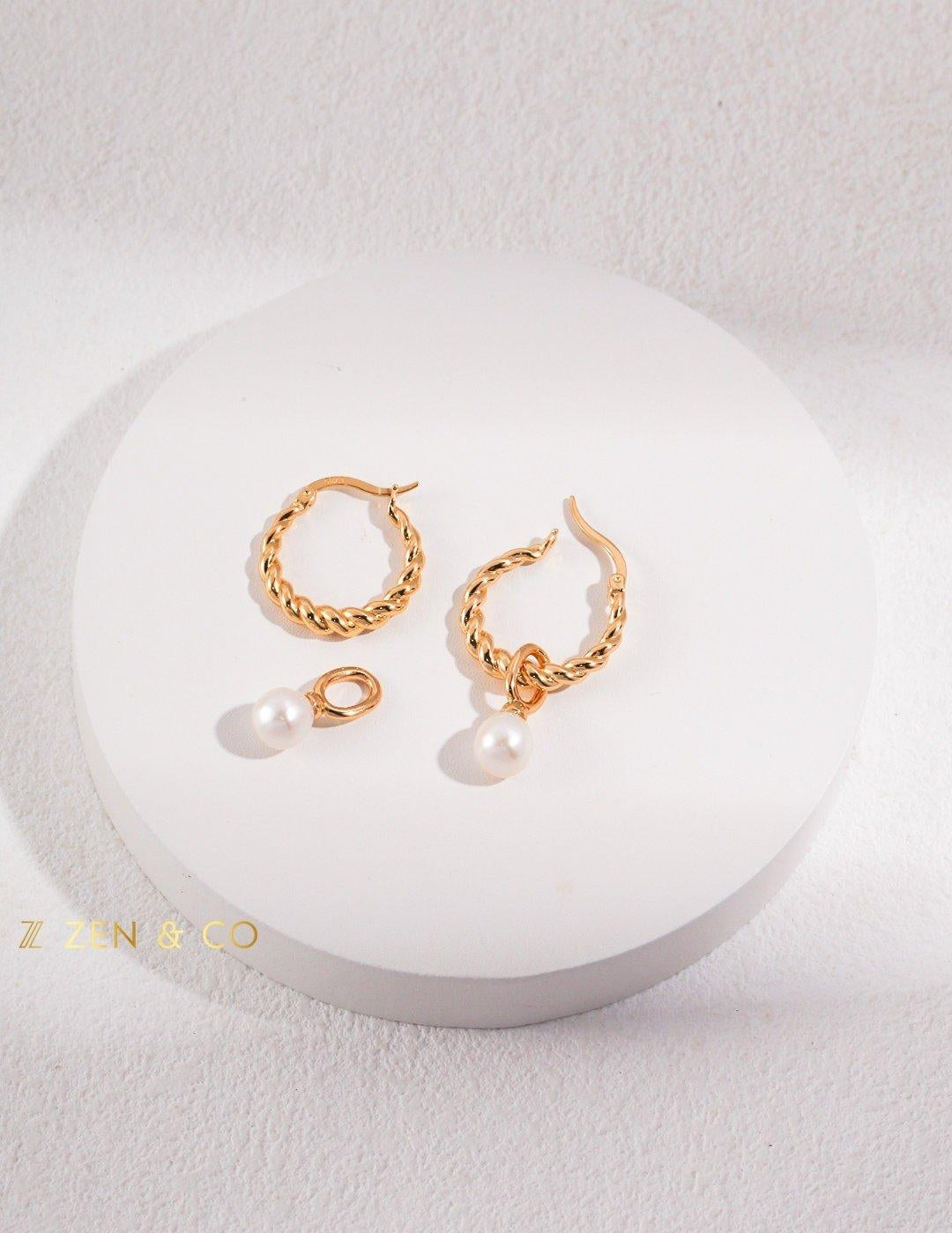 CARINA Dainty hoop pearl earrings - ZEN&CO Studio