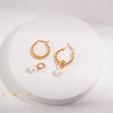 CARINA Dainty hoop pearl earrings - ZEN&CO Studio