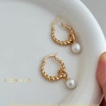 CARINA Dainty hoop pearl earrings - ZEN&CO Studio