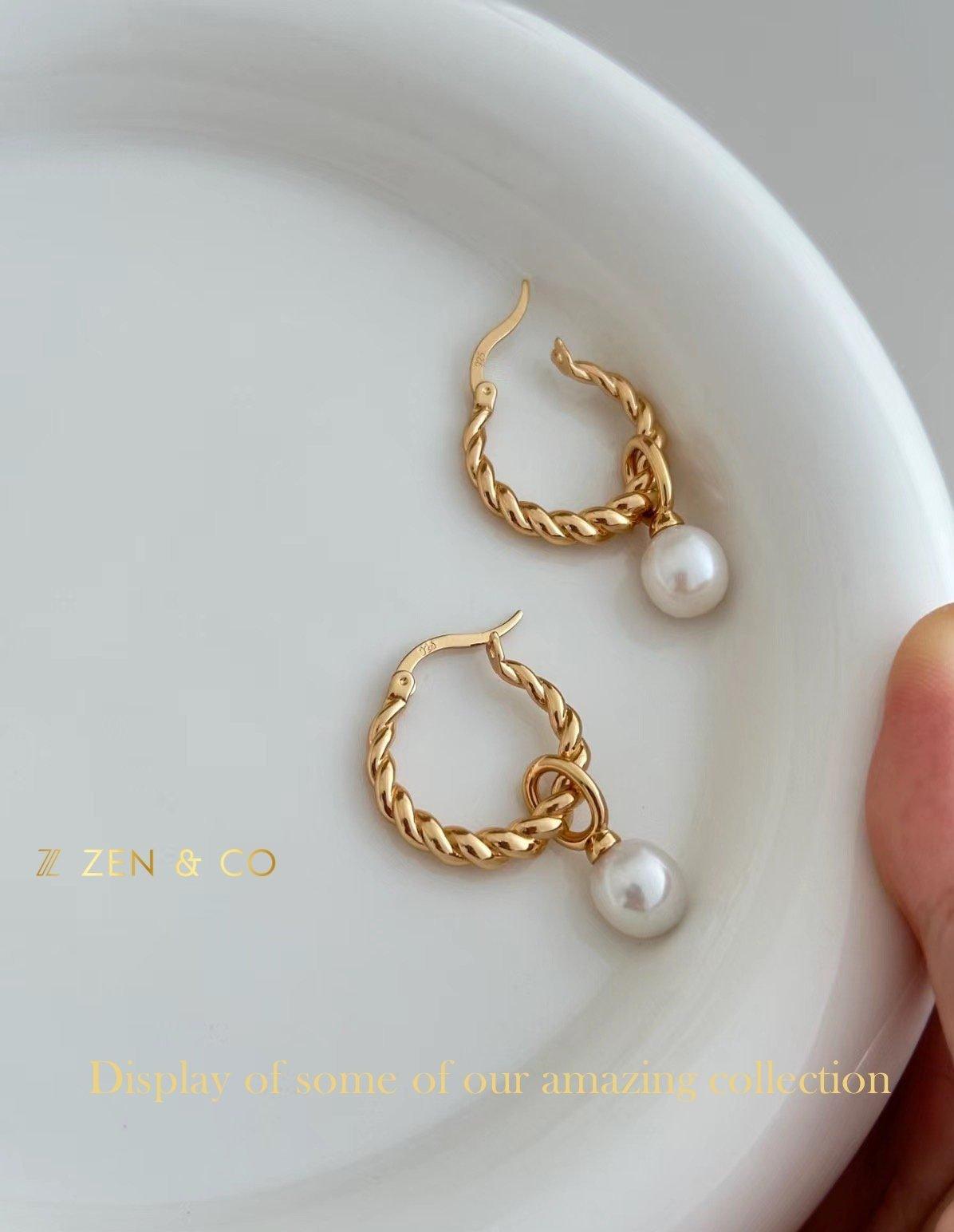 CARINA Dainty hoop pearl earrings - ZEN&CO Studio