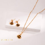 CHANDI Tiger eye pendant necklace and drop earrings - ZEN&CO Studio