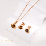 CHANDI Tiger eye pendant necklace and drop earrings - ZEN&CO Studio