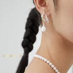 CLAIRE Asymmetric earrings with big dangle pearl - ZEN&CO Studio