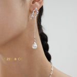 CLAIRE Asymmetric earrings with big dangle pearl - ZEN&CO Studio