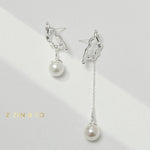 CLAIRE Asymmetric earrings with big dangle pearl - ZEN&CO Studio