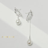 CLAIRE Asymmetric earrings with big dangle pearl - ZEN&CO Studio