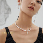 CLAIRE Statement pearl necklace with big pearl pendant - ZEN&CO Studio