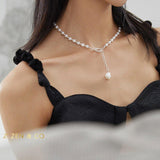 CONSTANCE Statement Pearl necklace with big pearl pendant - ZEN&CO Studio