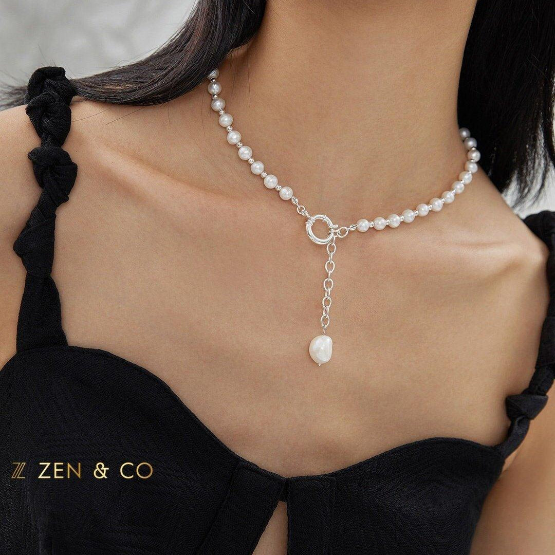 CONSTANCE Statement Pearl necklace with big pearl pendant - ZEN&CO Studio