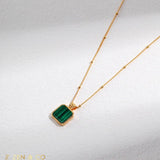 CORA Square shape Malachite drop earrings and pendant necklace - ZEN&CO Studio