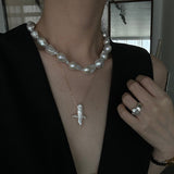 CRUZ Cross Pearl Chain Necklace - ZEN&CO Studio