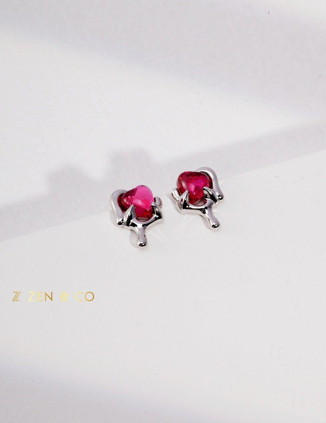 DANIELA Barbie inspired cute heart pink stud earrings - ZEN&CO Studio