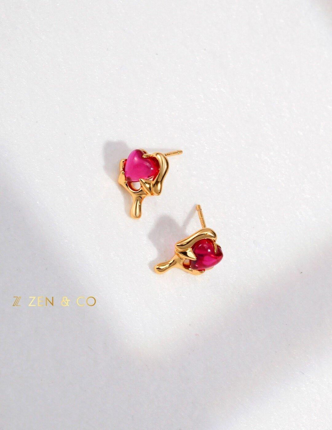 DANIELA Barbie inspired cute heart pink stud earrings - ZEN&CO Studio