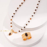 DEVA Tiger eye stone beaded necklace - ZEN&CO Studio