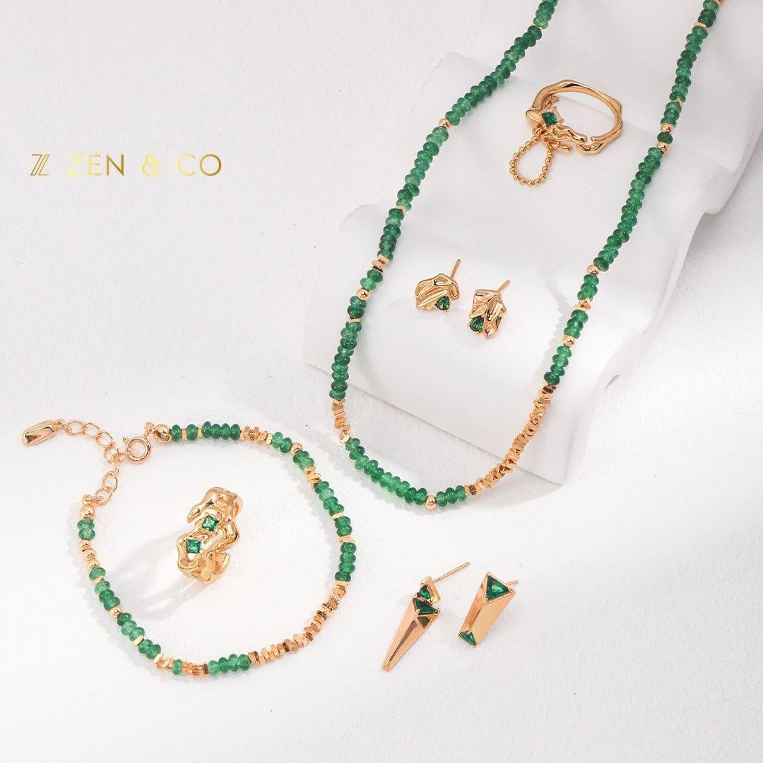 EKIN Dainty green stone necklace and bracelet - ZEN&CO Studio