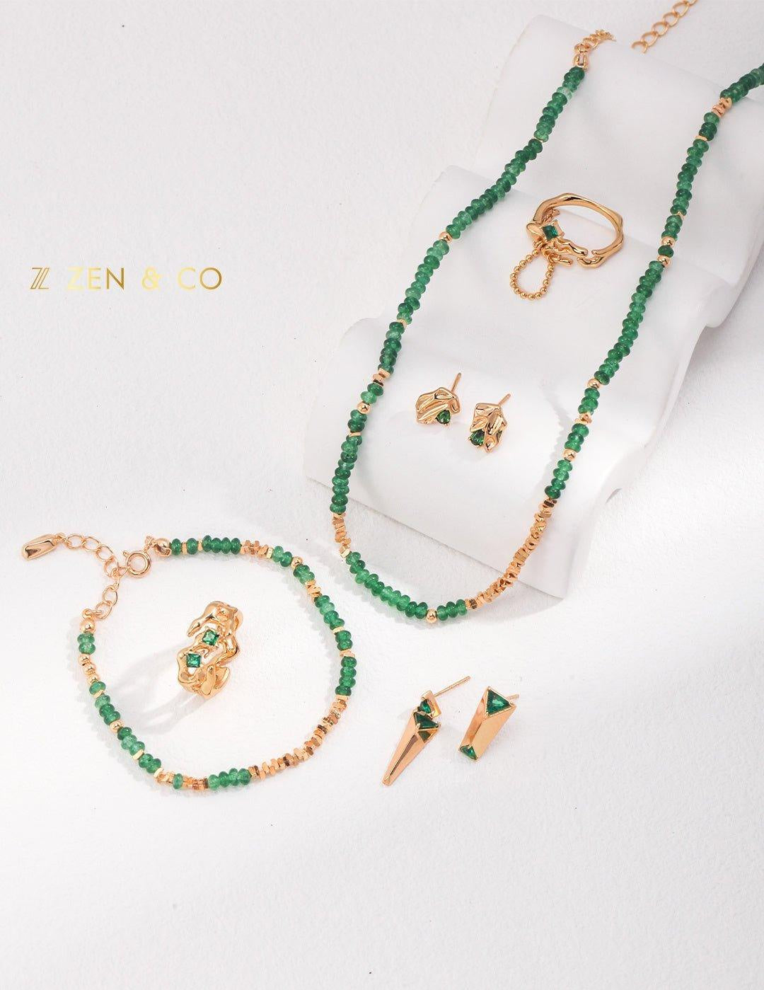 EKIN Dainty green stone necklace and bracelet - ZEN&CO Studio