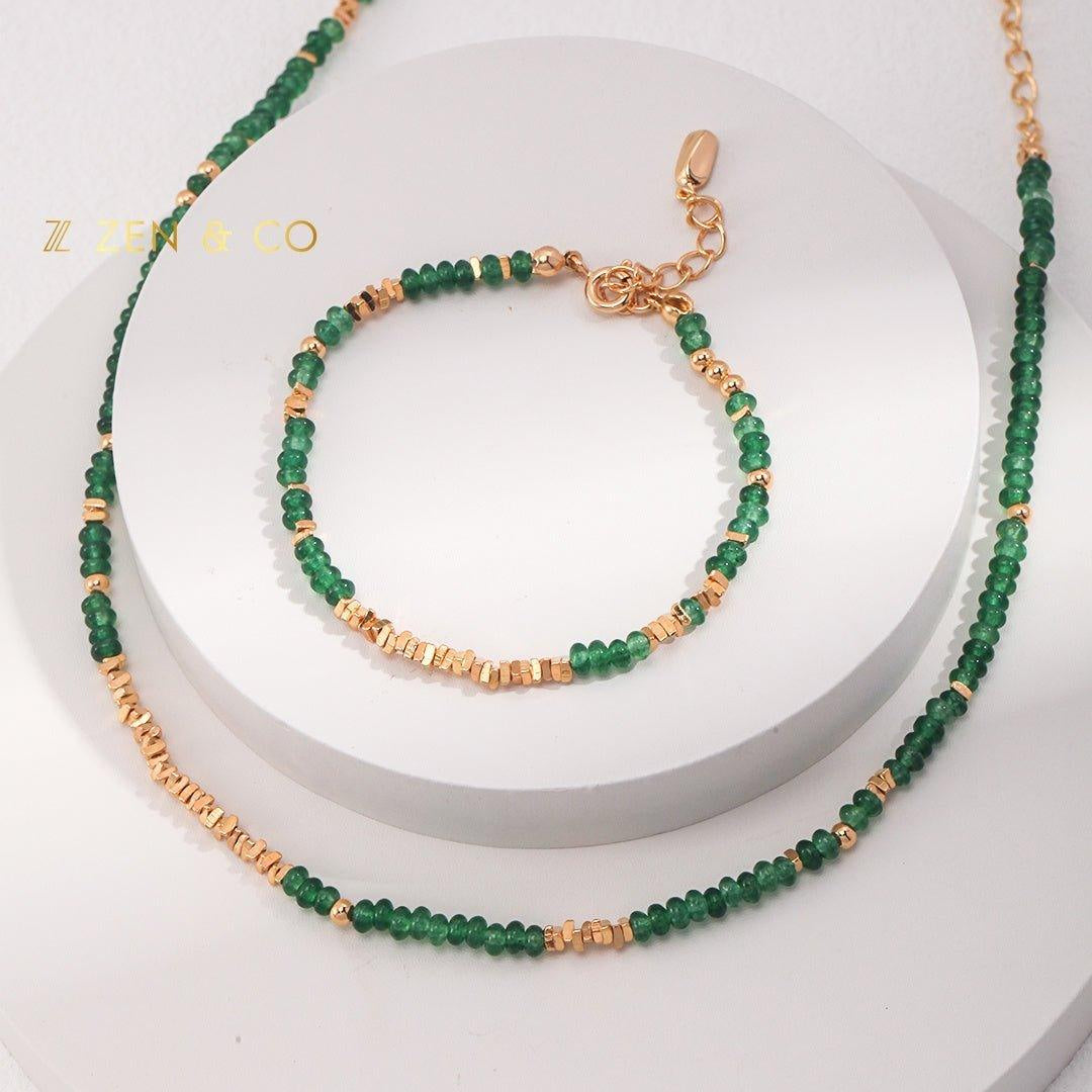 EKIN Dainty green stone necklace and bracelet - ZEN&CO Studio