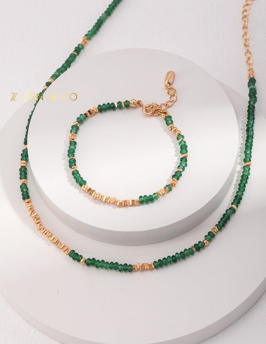 EKIN Dainty green stone necklace and bracelet - ZEN&CO Studio