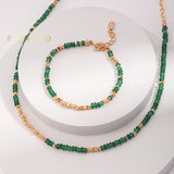 EKIN Dainty green stone necklace and bracelet - ZEN&CO Studio