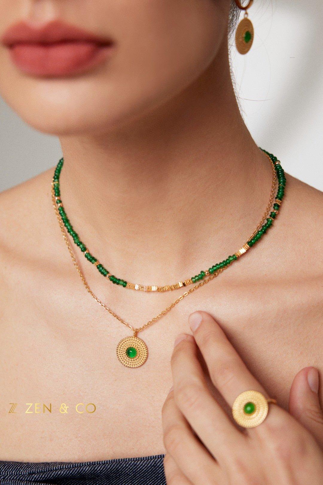 EKIN Dainty green stone necklace and bracelet - ZEN&CO Studio