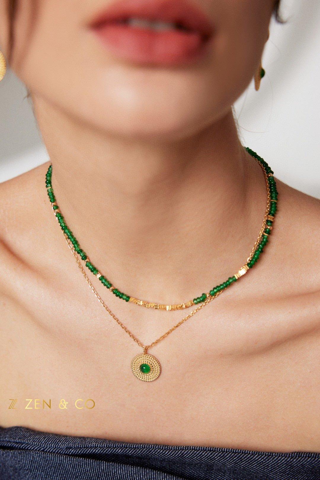 EKIN Dainty green stone necklace and bracelet - ZEN&CO Studio