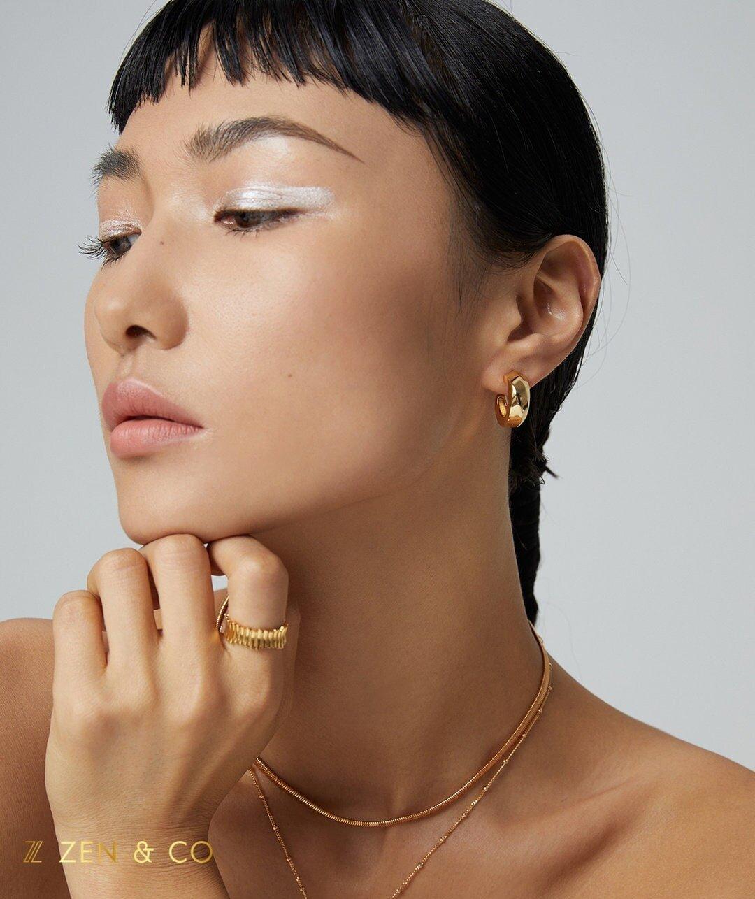 ELLA Round chunk hoop earrings - ZEN&CO Studio